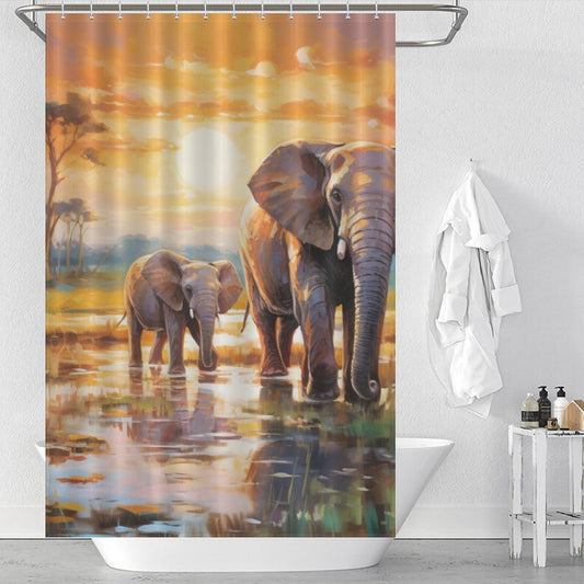 Unique Happy Elephant Shower Curtain