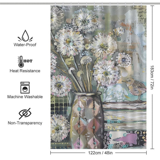 Various Flower Vase Boho Shower curtain