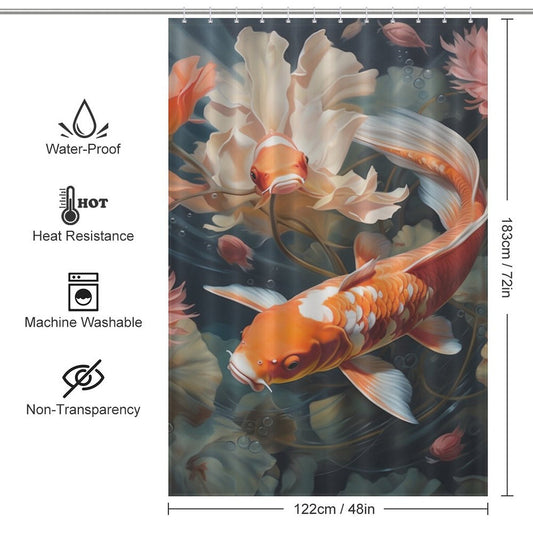 Vibrant Flora goldfish shower curtain