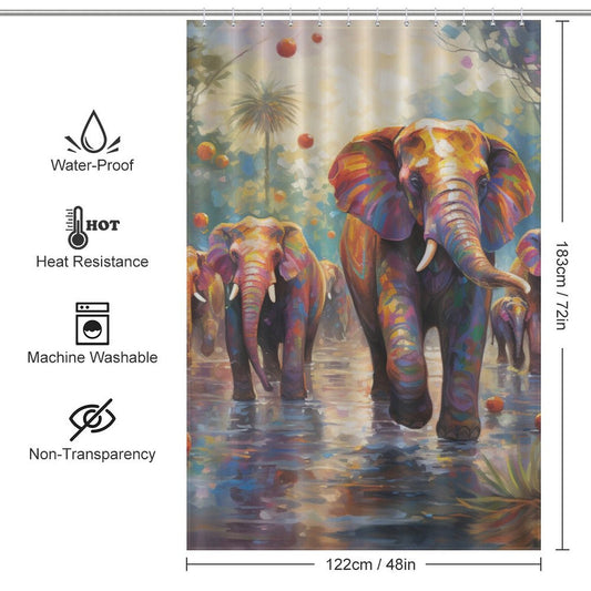Vibrant Happy Elephant Shower Curtain