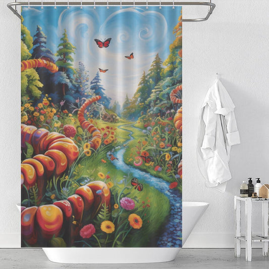 Vibrant Journey Caterpillar Shower Curtain