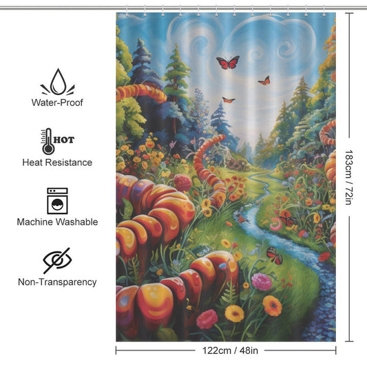 Vibrant Journey Caterpillar Shower Curtain