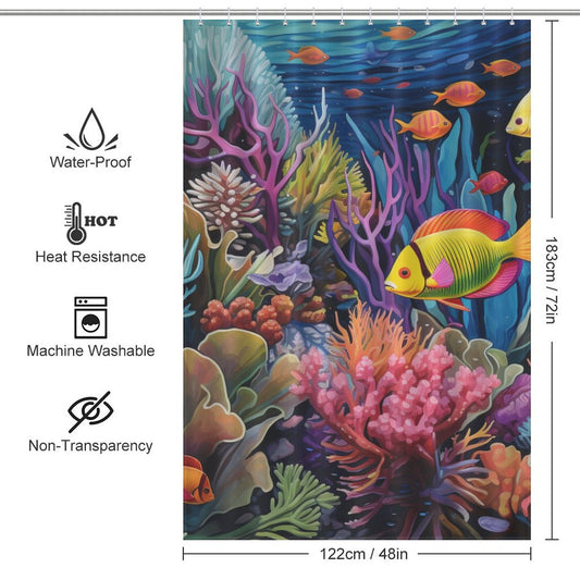 Vibrant Marine Life Aquarium Shower Curtain