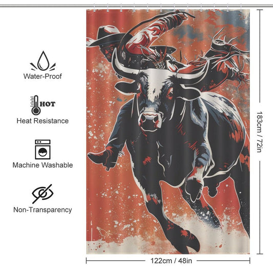 Vibrant Rodeo Design Bull Shower Curtain