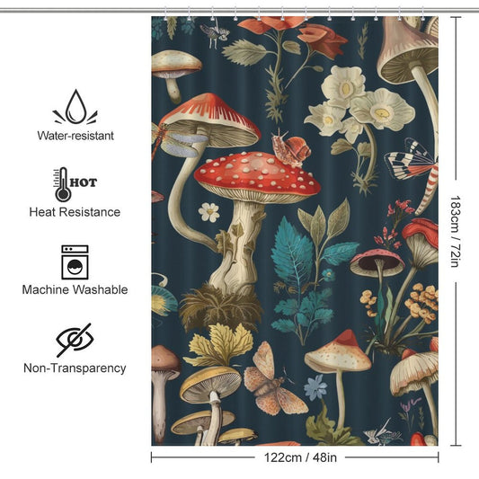 Vintage Nature Wild Mushroom Shower Curtain