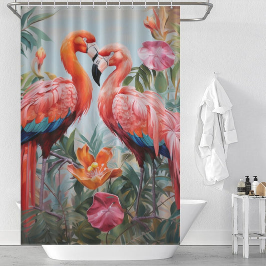Vivid Tropical Flamingo Shower Curtain