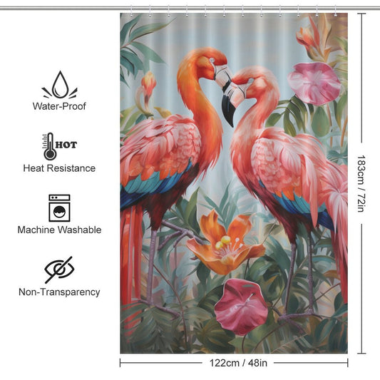 Vivid Tropical Flamingo Shower Curtain