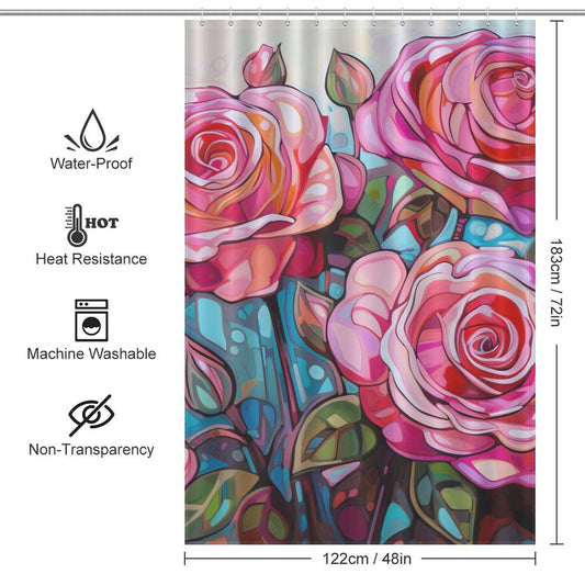 Watercolor Chic Pink Rose Shower Curtain