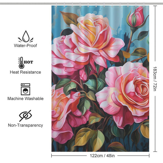 Watercolor Pink Rose Shower Curtain