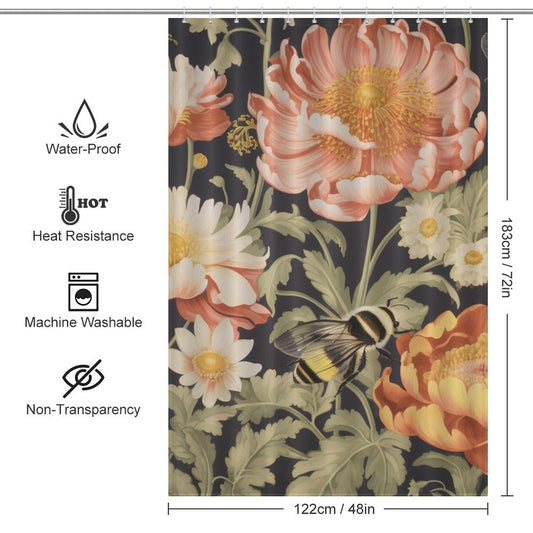 Whimsical Bumble Bee Shower Curtain
