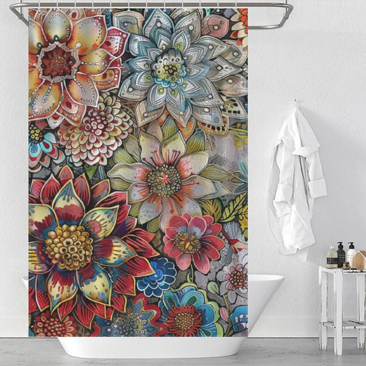 Whimsical Floral Boho Shower curtain
