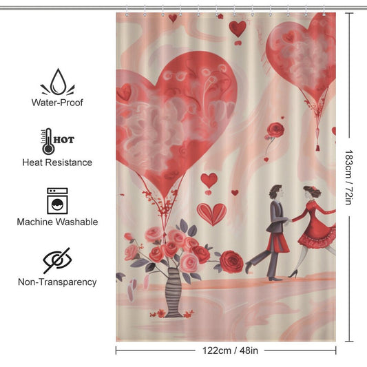 Whimsical Love Valentine Shower Curtain