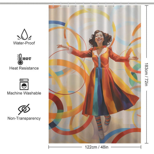 Whimsical Twirl Hula Hoop Shower Curtain