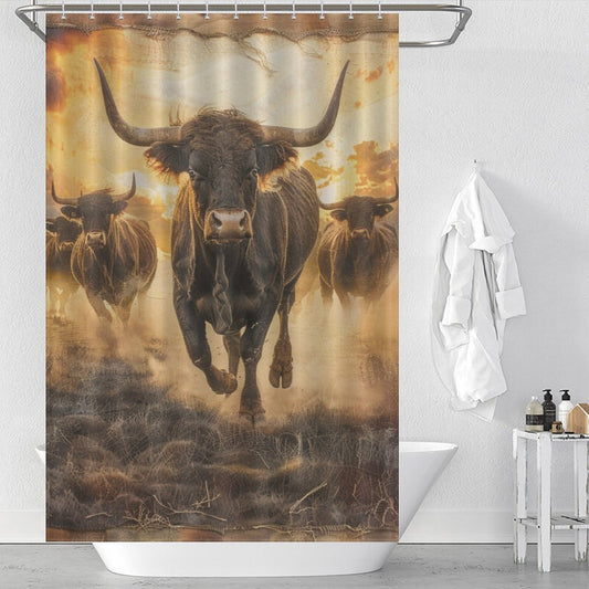 Wild West Tribute Bull Shower Curtain