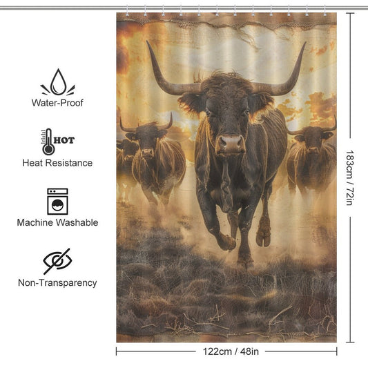 Wild West Tribute Bull Shower Curtain