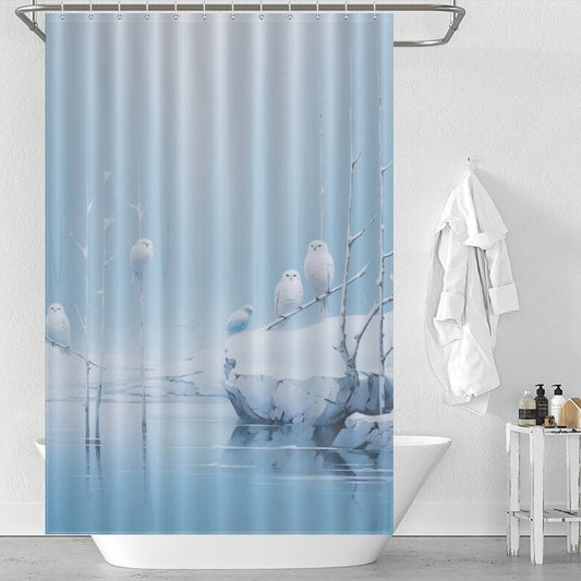 Winter Fanciful Owl Shower Curtain