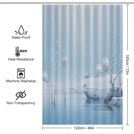 Winter Fanciful Owl Shower Curtain