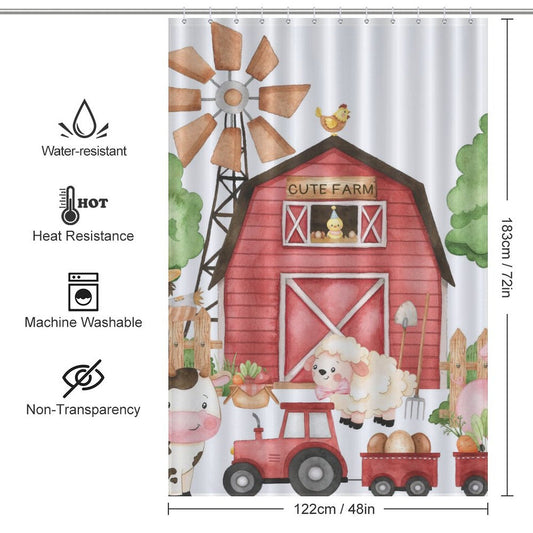 Cute Cartoon Farm Animals Shower Curtain