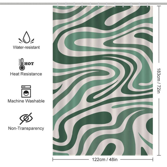 Abstract Wavy Swirl Green Cute Shower Curtain