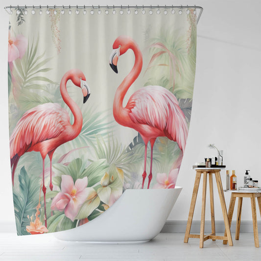 Cotton Cat Tropical flamingo shower curtain.