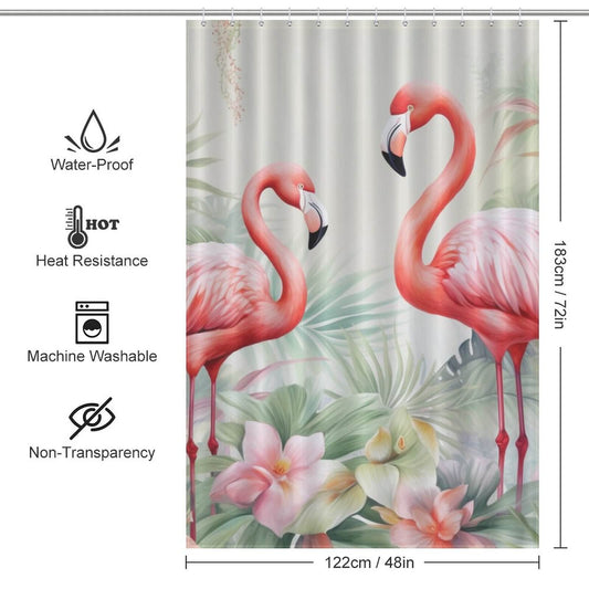 Cotton Cat Tropical flamingo shower curtain.