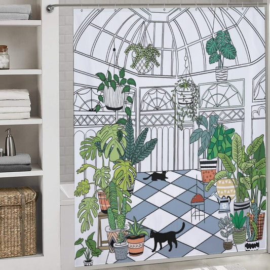 Rideau de douche botanique, rideau de douche bohème, rideau de douche vert pour salle de bain, rideau de salle de bain imperméable 72 x 72