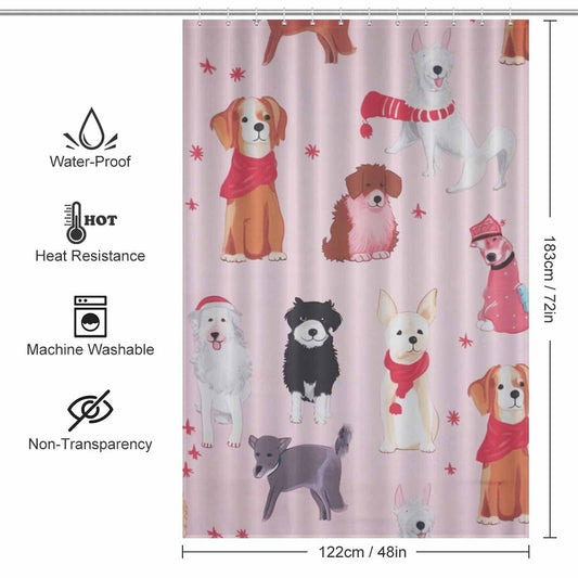 Christmas cute dog kids shower curtain