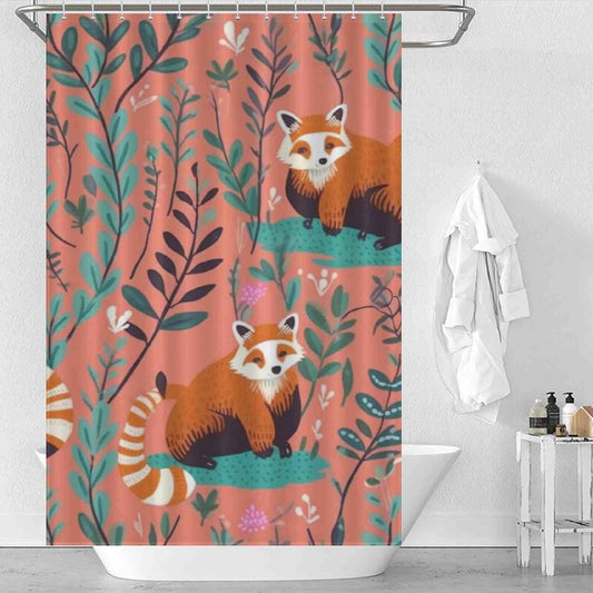 Funny Cute Red Panda Shower Curtain-Cottoncat by Cotton Cat.