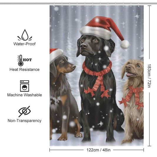Winter dog christmas shower curtain