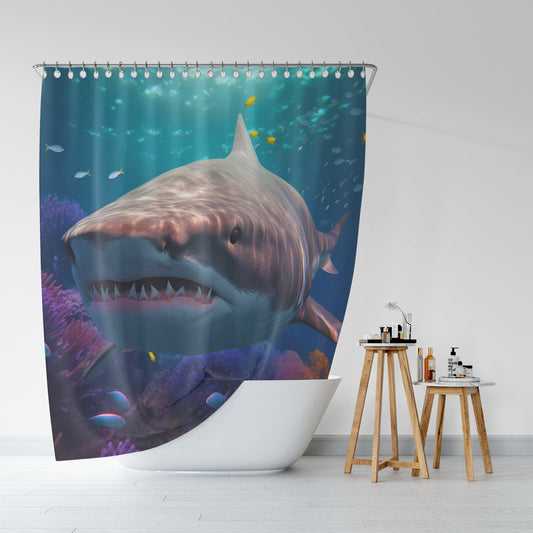 Giant Shark Shower Curtain-Cottoncat - Cottoncat