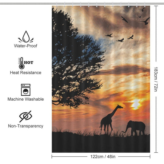 Giraffe Shadow Shower Curtain-Cottoncat - Cottoncat