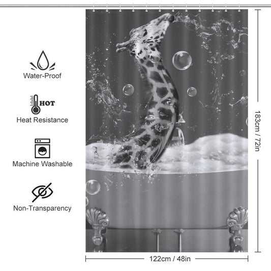 Giraffe Squirting Water Shower Curtain - Cottoncat