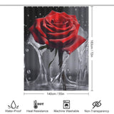 A waterproof Red Rose 3D Shower Curtain-Cottoncat featuring a red rose by Cotton Cat.