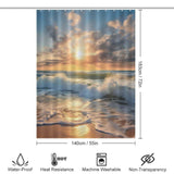 A waterproof Beach Sunrise 3D Shower Curtain by Cotton Cat.