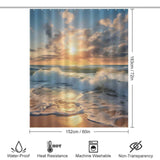 Experience the Beach Sunrise 3D Shower Curtain-Cottoncat in your bathroom with our waterproof Cotton Cat shower curtain featuring a captivating image of the ocean and waves.