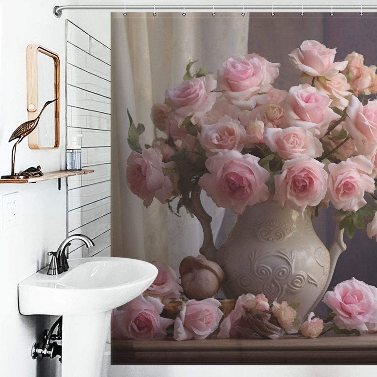 3D Authentic Pink Rose Shower Curtain