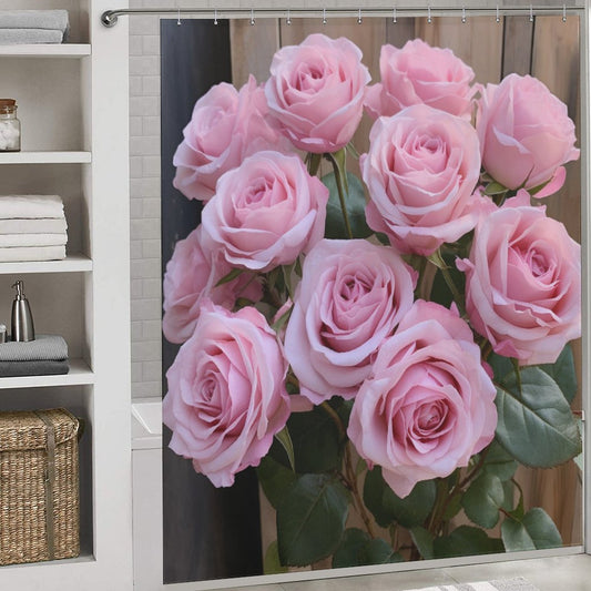 3D Harmony Pink Rose Shower Curtain