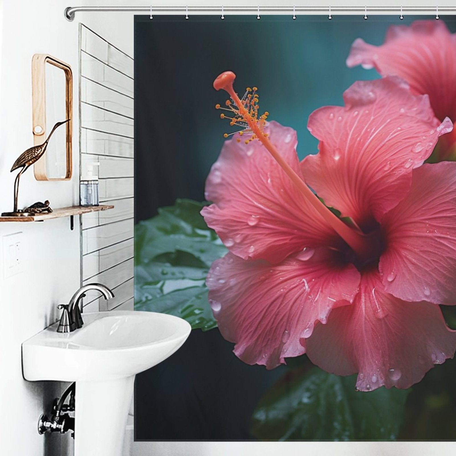 3D VibrantPetals Hibiscus Shower Curtain