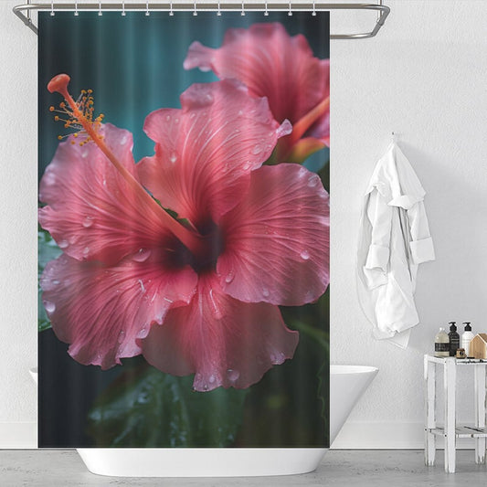 3D VibrantPetals Hibiscus Shower Curtain