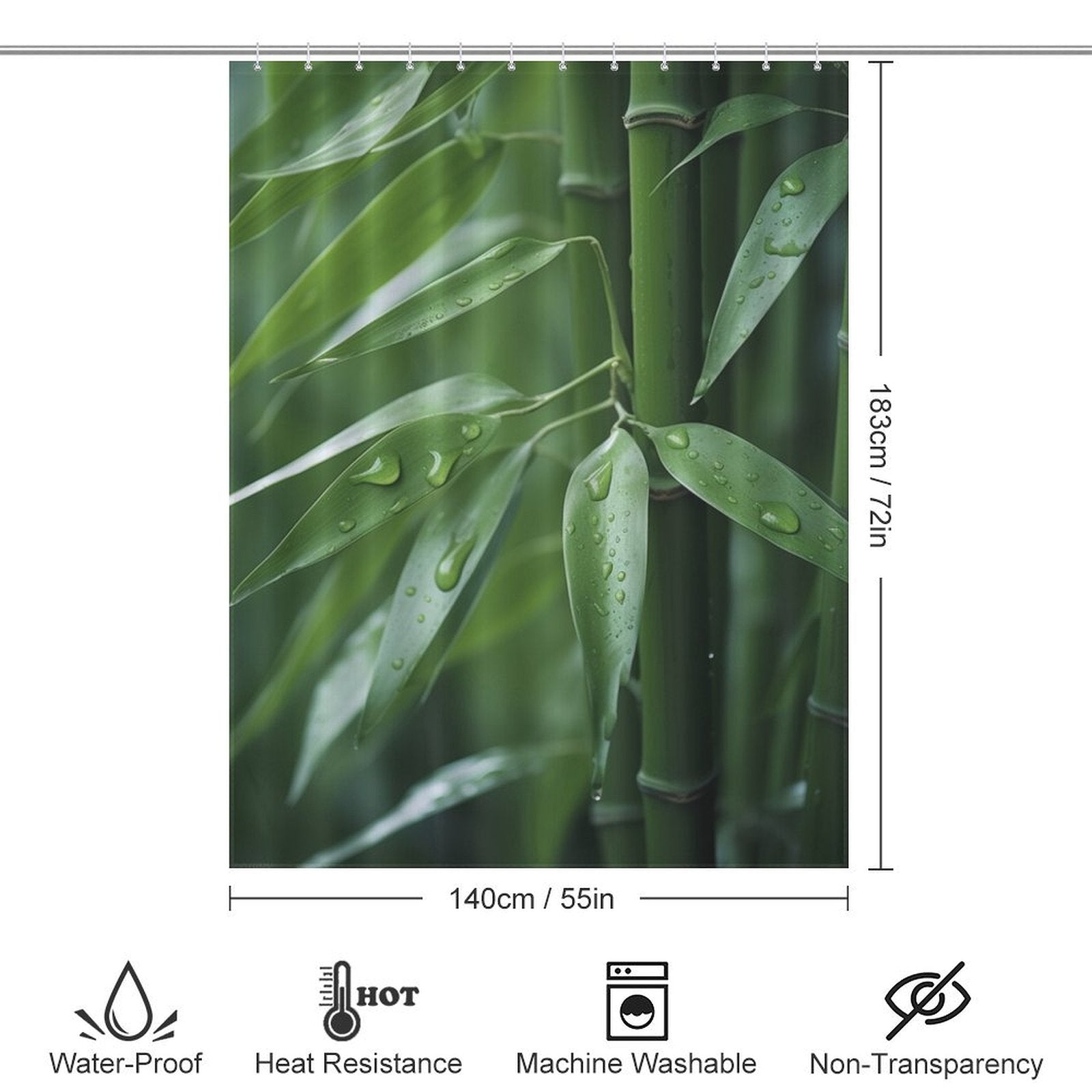 3D Vibrant Bamboo Shower Curtain