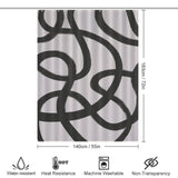 Modern Geometric Art Minimalist Curve Black Line Black and Grey Abstract Shower Curtain-Cottoncat with a minimalist curve black line design on a white background. Size: 140cm x 183cm (55in x 72in). Features: Water-resistant, heat resistant, machine washable, non-transparent.

Brand Name: Cotton Cat