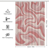 Vintage Modern Wave 70s Cute Wavy Swirl Retro Pink Abstract Shower Curtain-Cottoncat by Cotton Cat. Dimensions: 122cm x 183cm (48in x 72in). Features: water-resistant, heat resistant, machine washable, non-transparent.