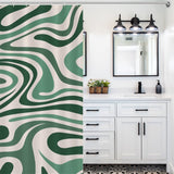 Abstract Wavy Swirl Green Cute Shower Curtain