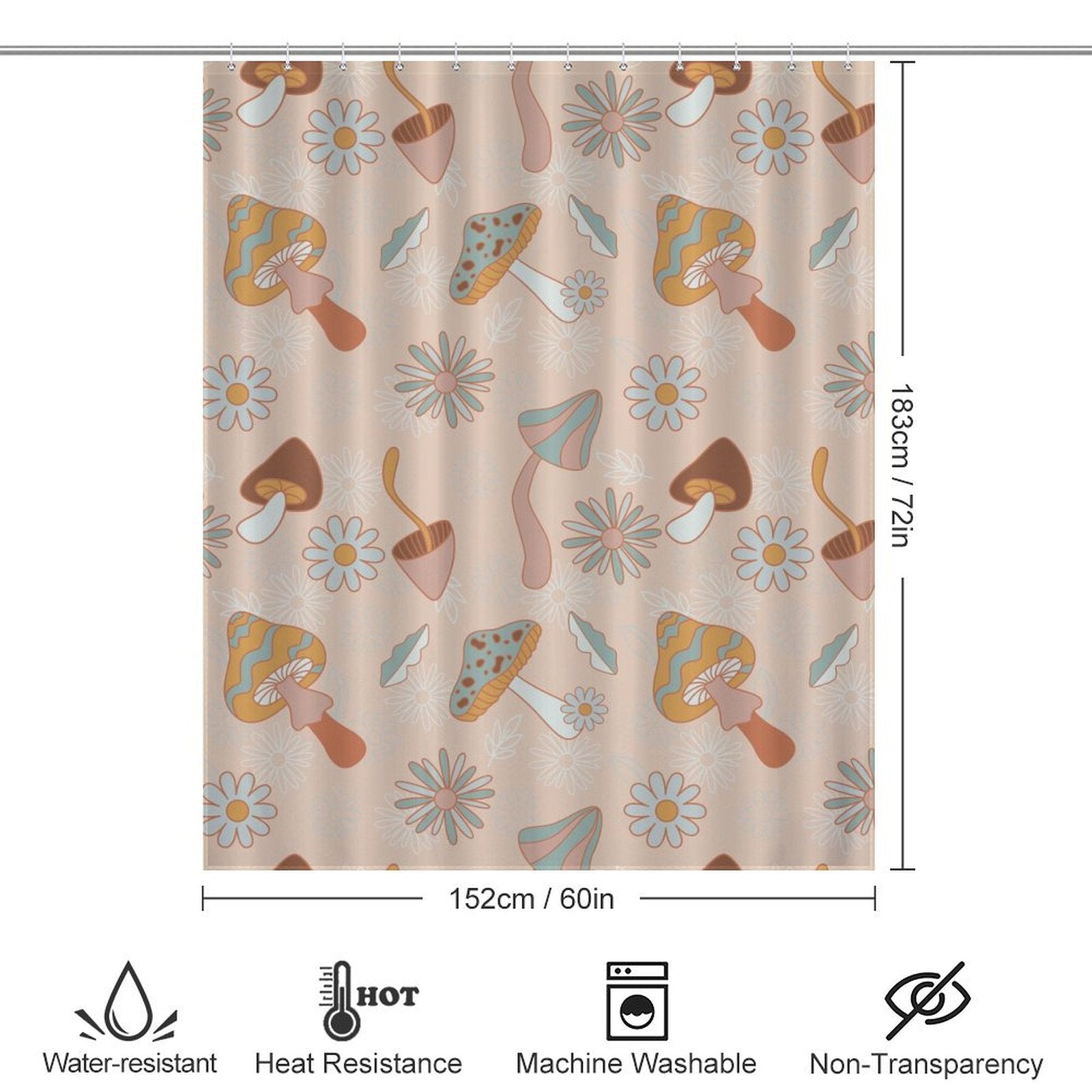 Colorful Mushroom Shower Curtain