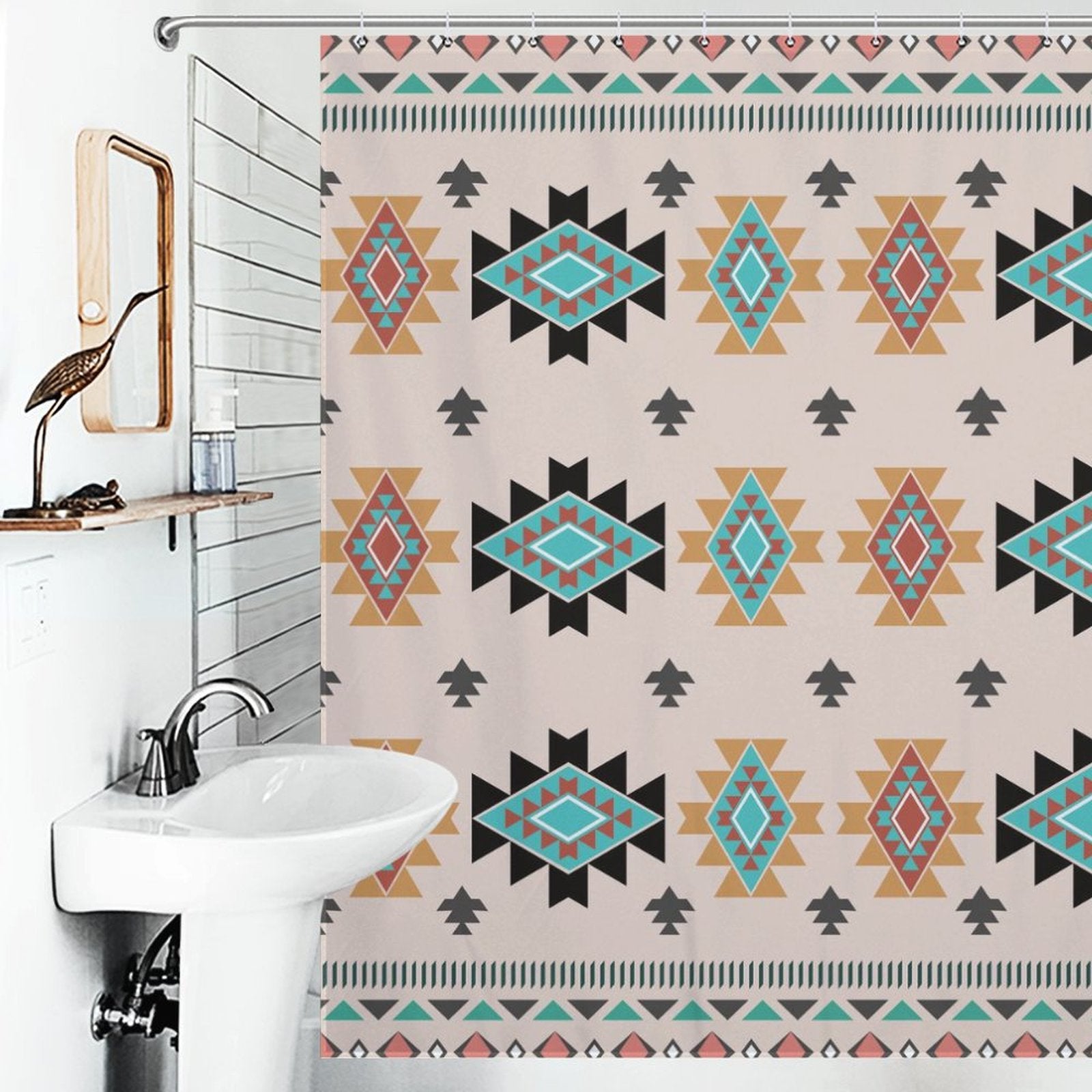 Abstract Geometric Aztec Shower Curtain