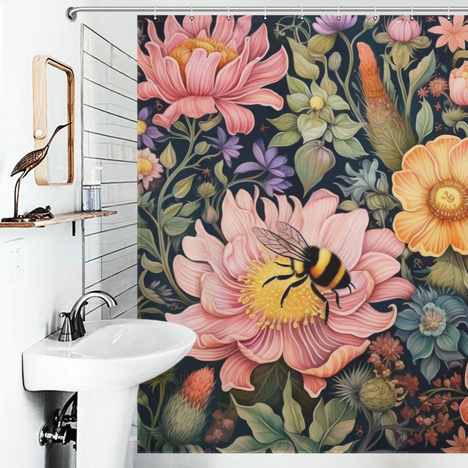 Adorable Bumble Bee Shower Curtain