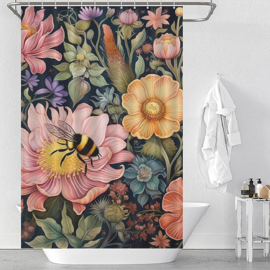 Adorable Bumble Bee Shower Curtain