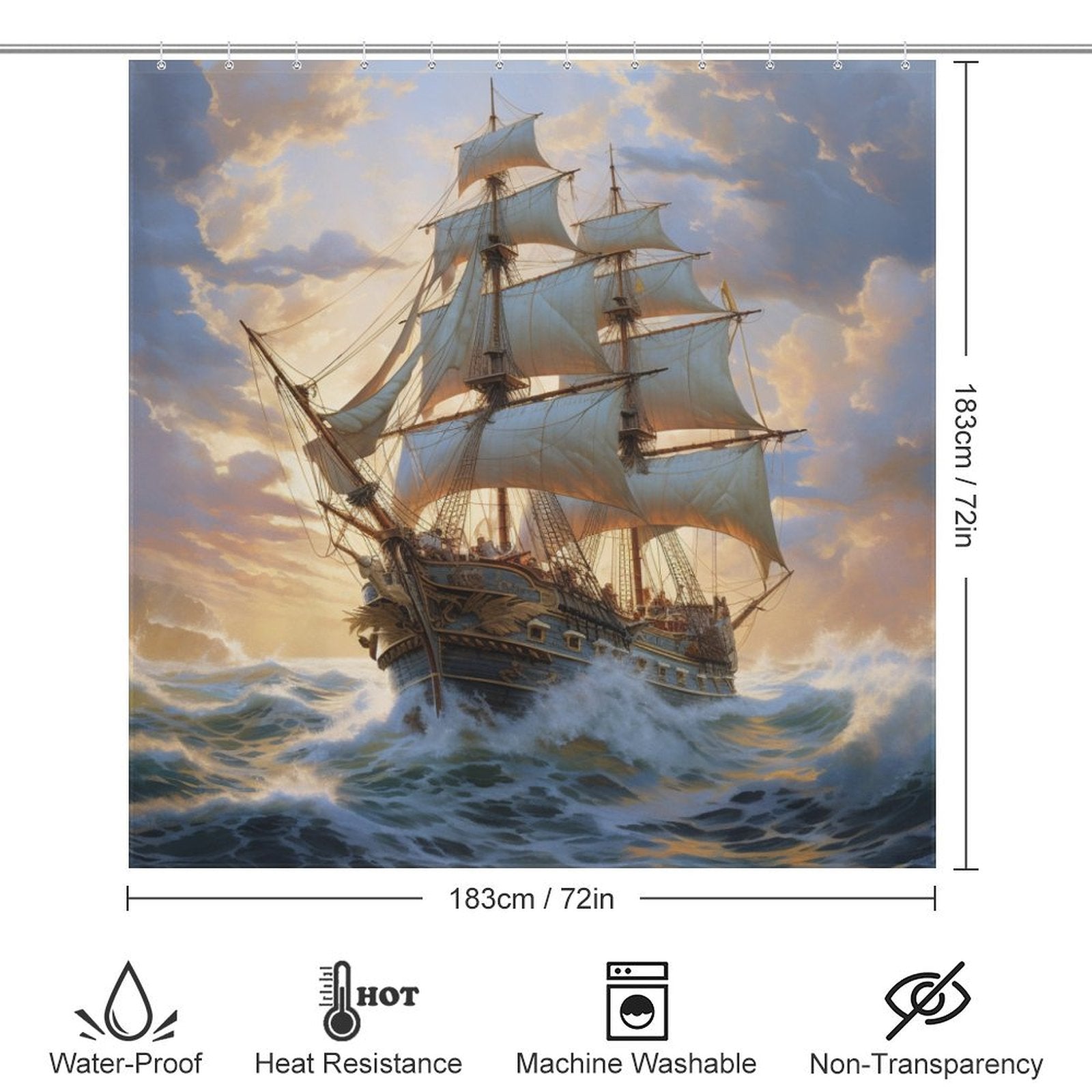 Adventure Awaits Ship Shower Curtain