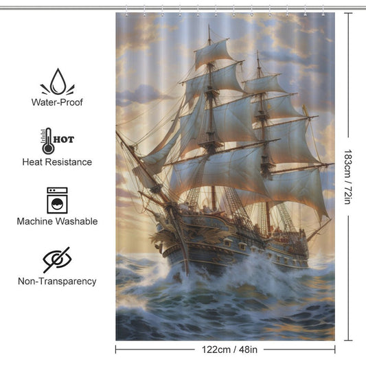 Adventure Awaits Ship Shower Curtain