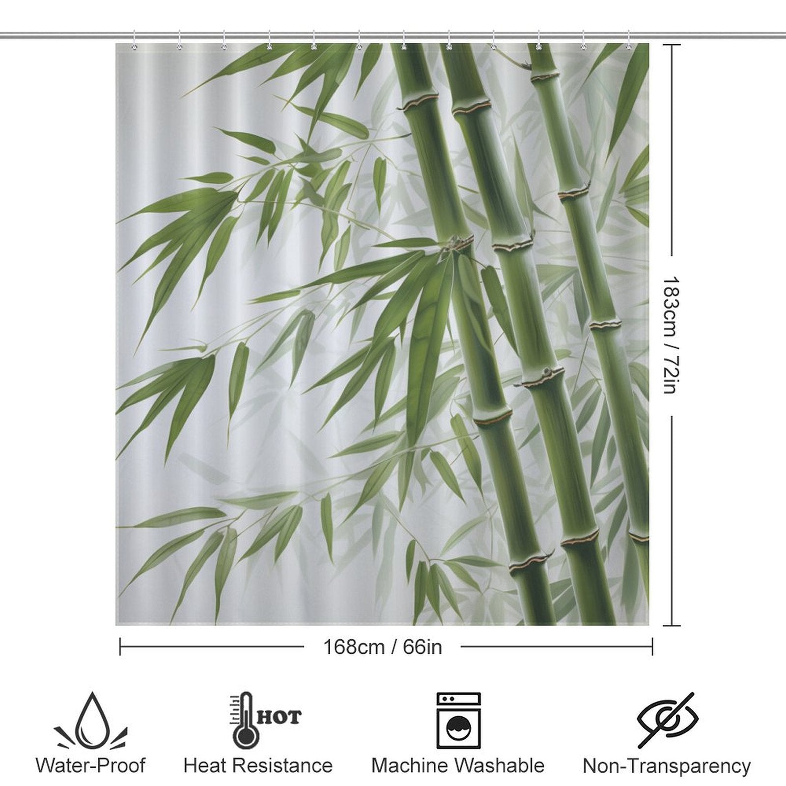 Aesthetic Bamboo Shower Curtain